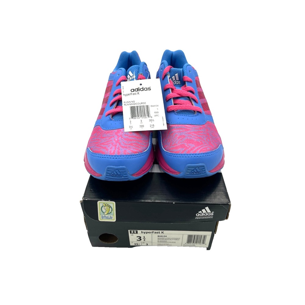 Adidas‎ Performance Hyper Fast K Children Tennis Shoes Size 3 1/2 Pink & Blue